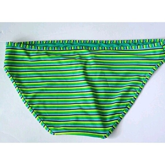 Aerie Womens Bikini Bottoms Size XL Green Blue Striped Colorful Beach Pool New - Picture 2 of 4